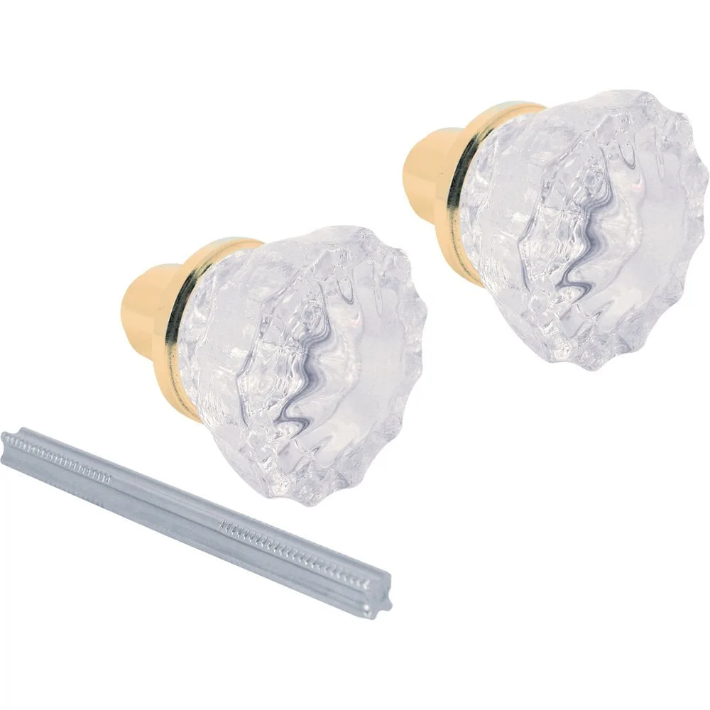 Clear acrylic door knob set with brass finish shank
