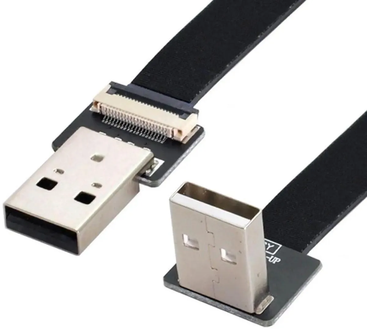 SMUGDESK SMUGDESK USB 2.0 Type-A Male to Male FPC Cable 90° Up Angled 100cm — product photo