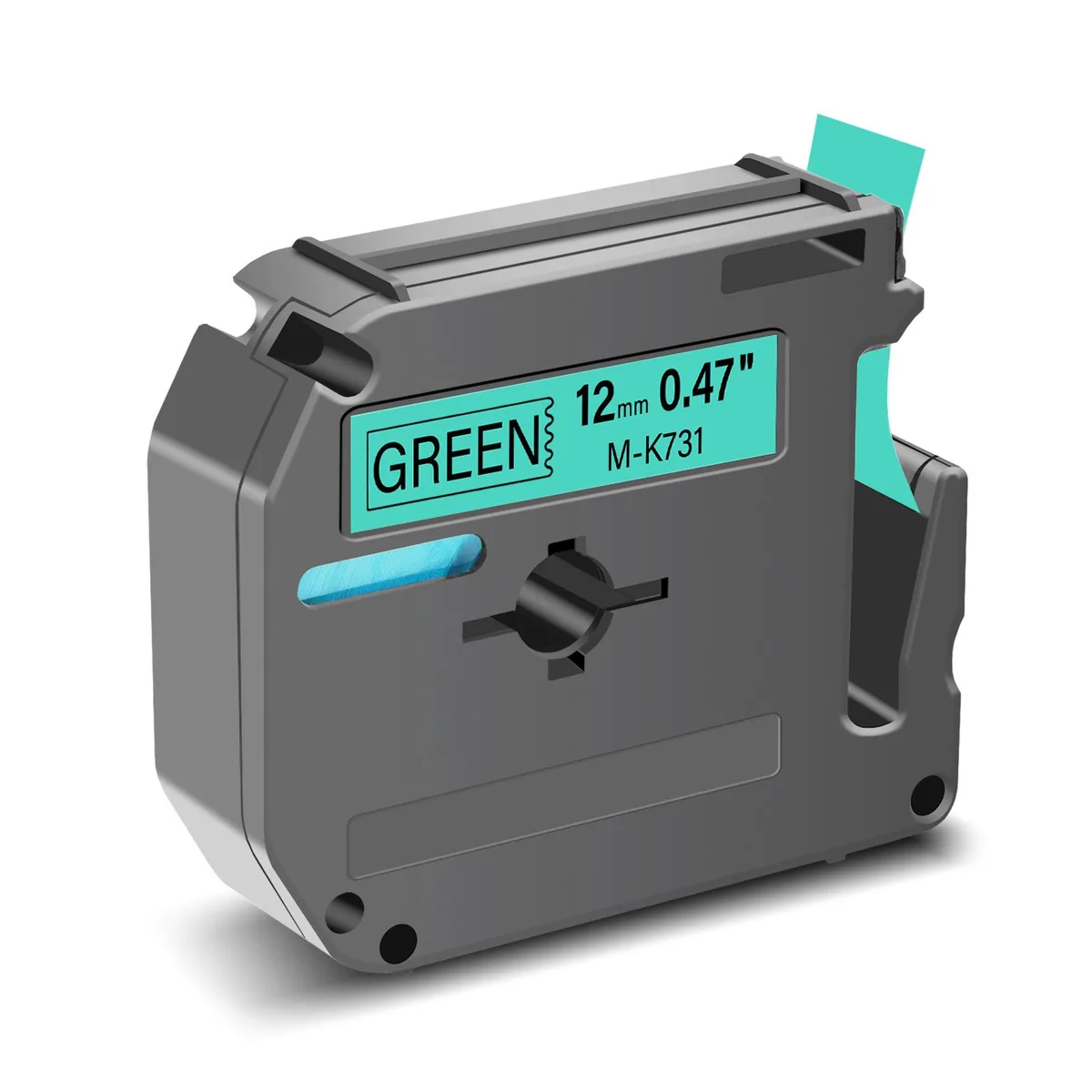 GREENCYCLE GREENCYCLE MK-731 12mm 0.47" 26.2ft Black on Green Label Tape — product photo