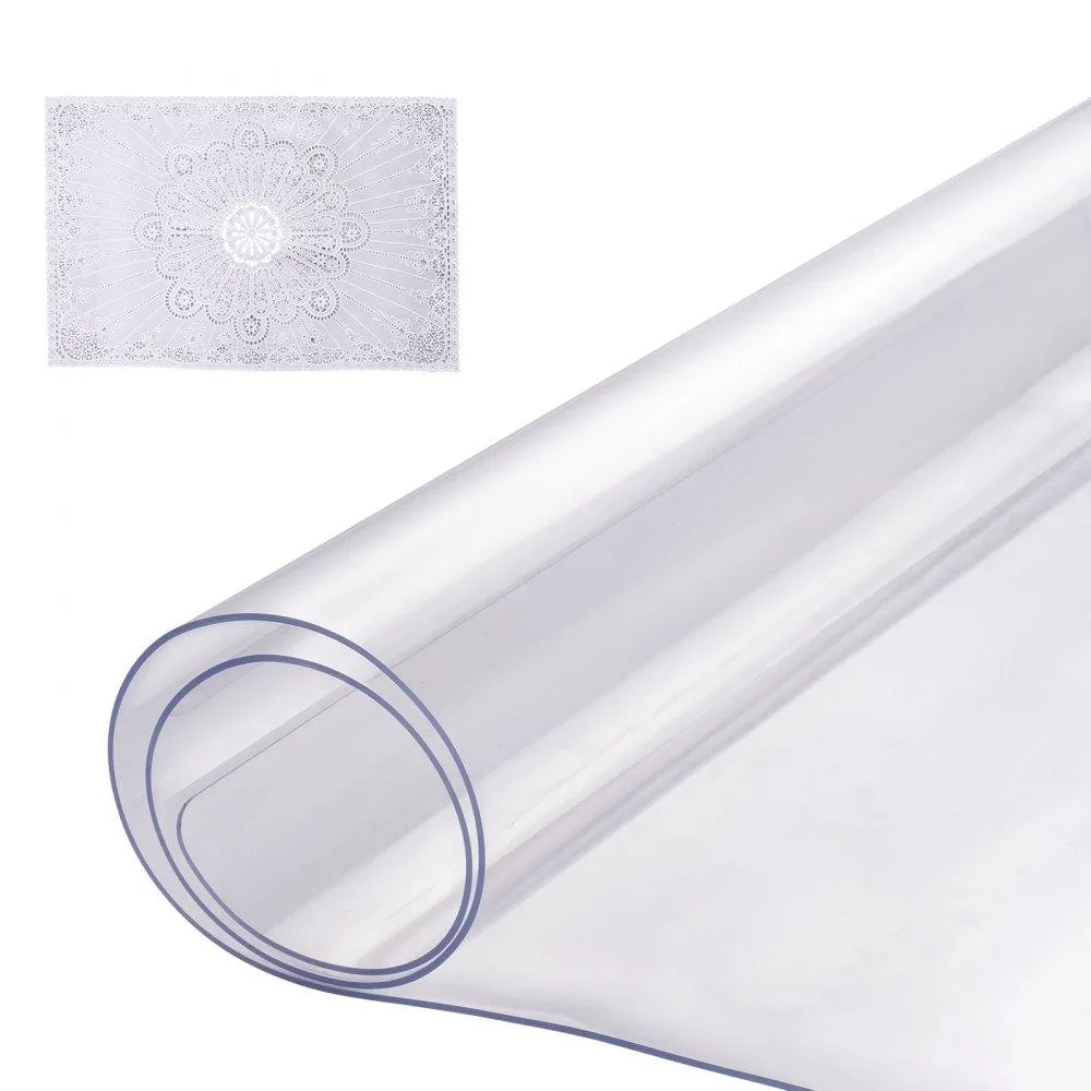 Clear rectangular PVC table protector 14 by 24 inches 1.5 mm thick