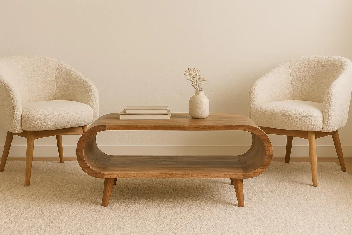 tuphen tuphen Amaya Nordic Style Oak Coffee Table, Nordic Lega, Open storage — product photo