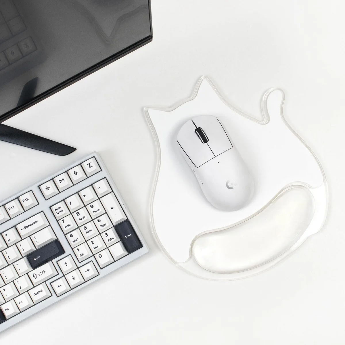 Sumgsn A3 Gel Mouse Pad White Cat 9.3 x 4.7 in — product photo
