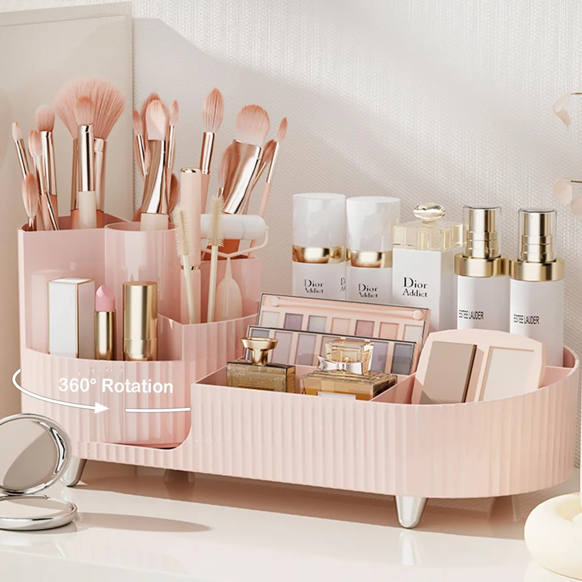 COMFYROOM Rotating Makeup Organizer Pink 360° 13.6in x 5.63in x 5.8in — product photo