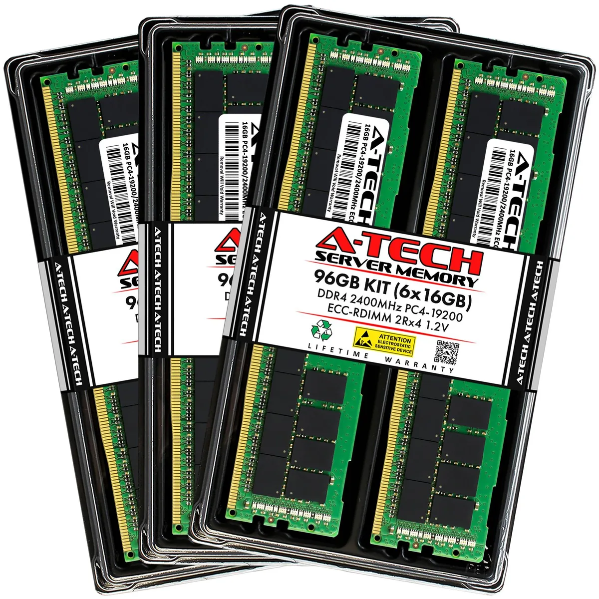 A-Tech A-Tech 96GB (6x16GB) DDR4-2400 ECC RDIMM 2Rx4 CL17 1.2V memory upgrade — product photo