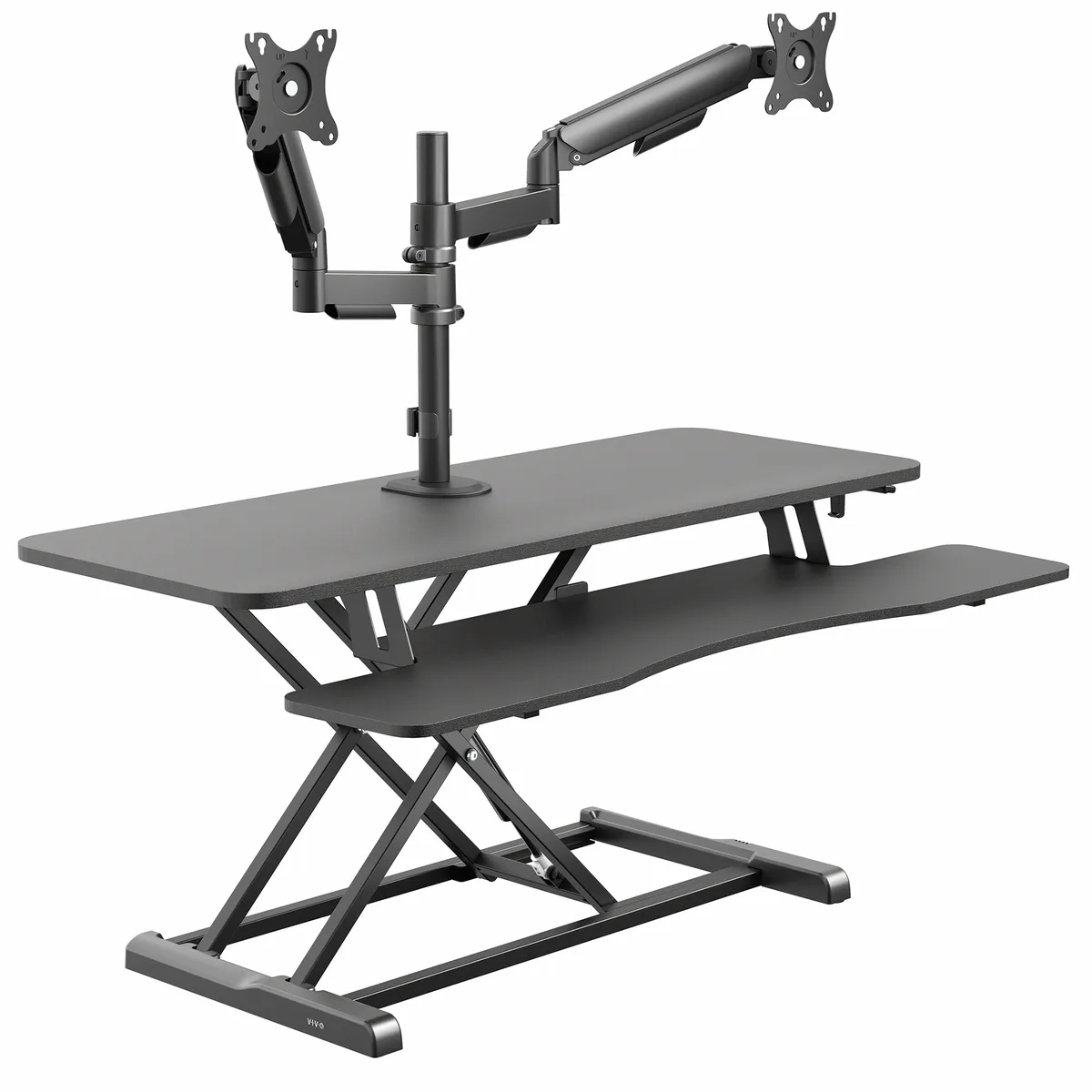 VIVO VIVO 42" Standing Desk Riser Dual Monitor Arm 32" Screens Black — product photo