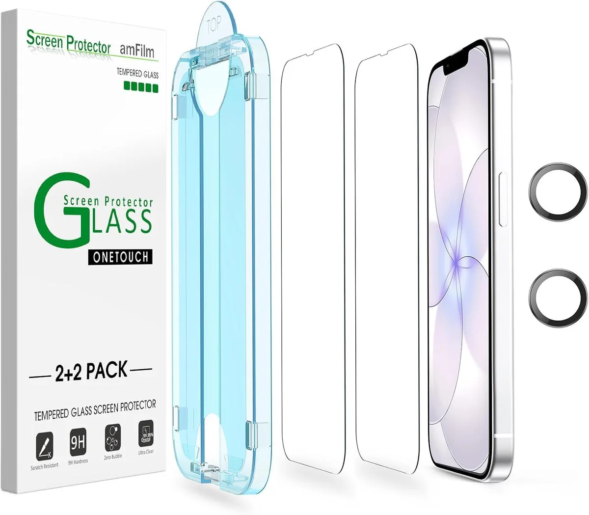 Two tempered-glass screen and camera protectors with alignment frame for iPhone 17e 6.1
