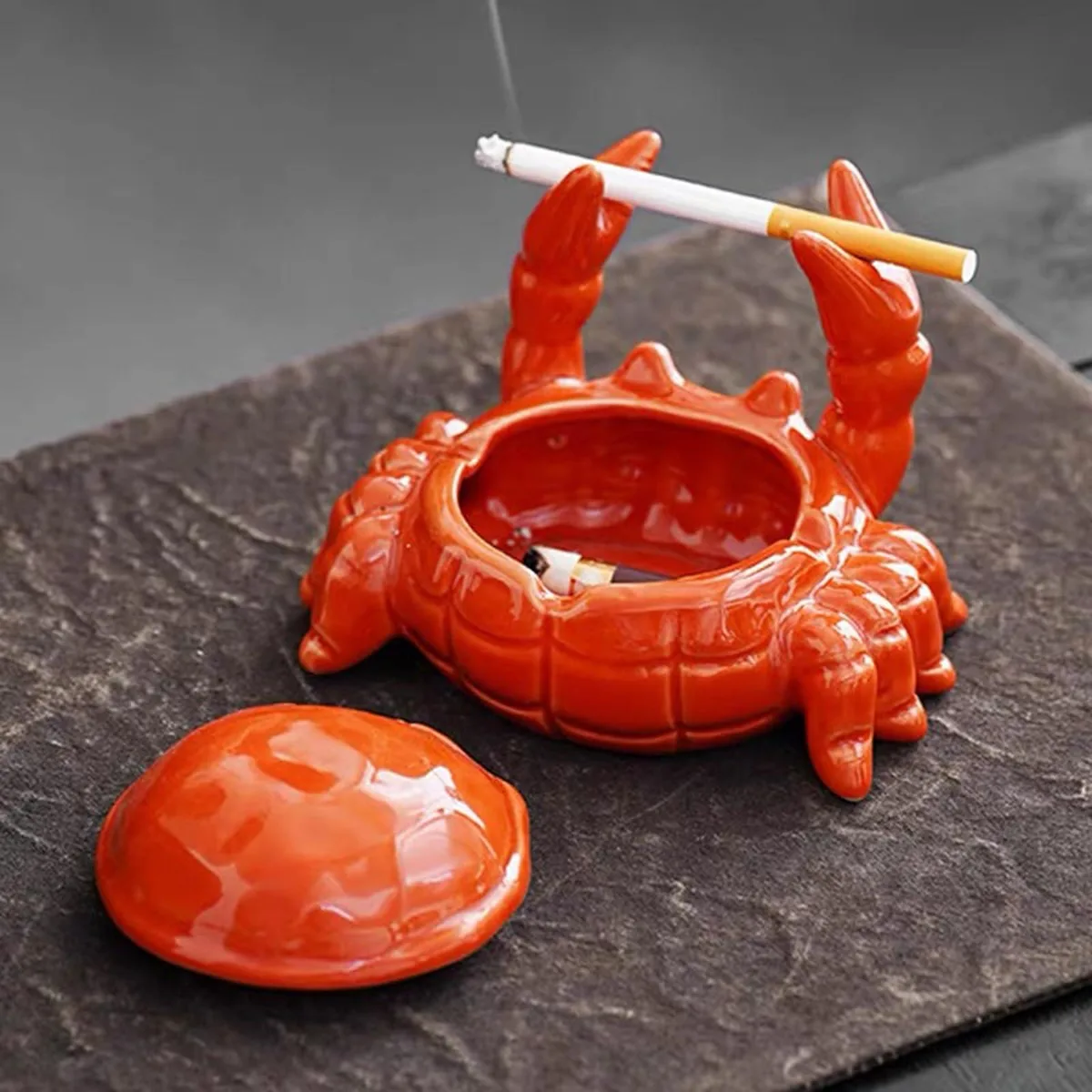  HEBYJO Crab Ceramic Ashtray Orange 4.5 in 3.15 in .55 lb — product photo