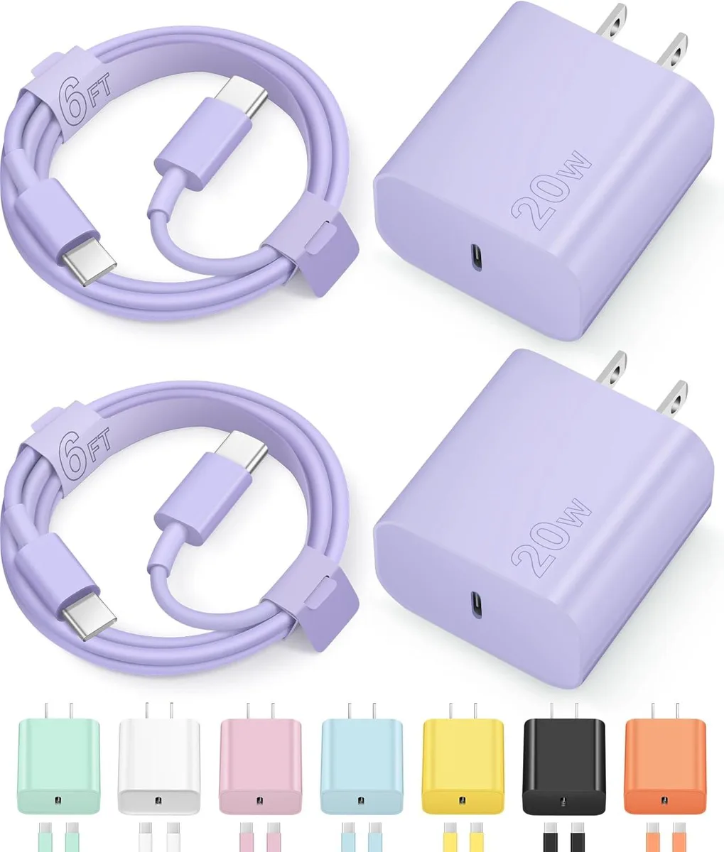 Elestur Elestur 20W USB-C Charger with 6ft Cable Purple — product photo