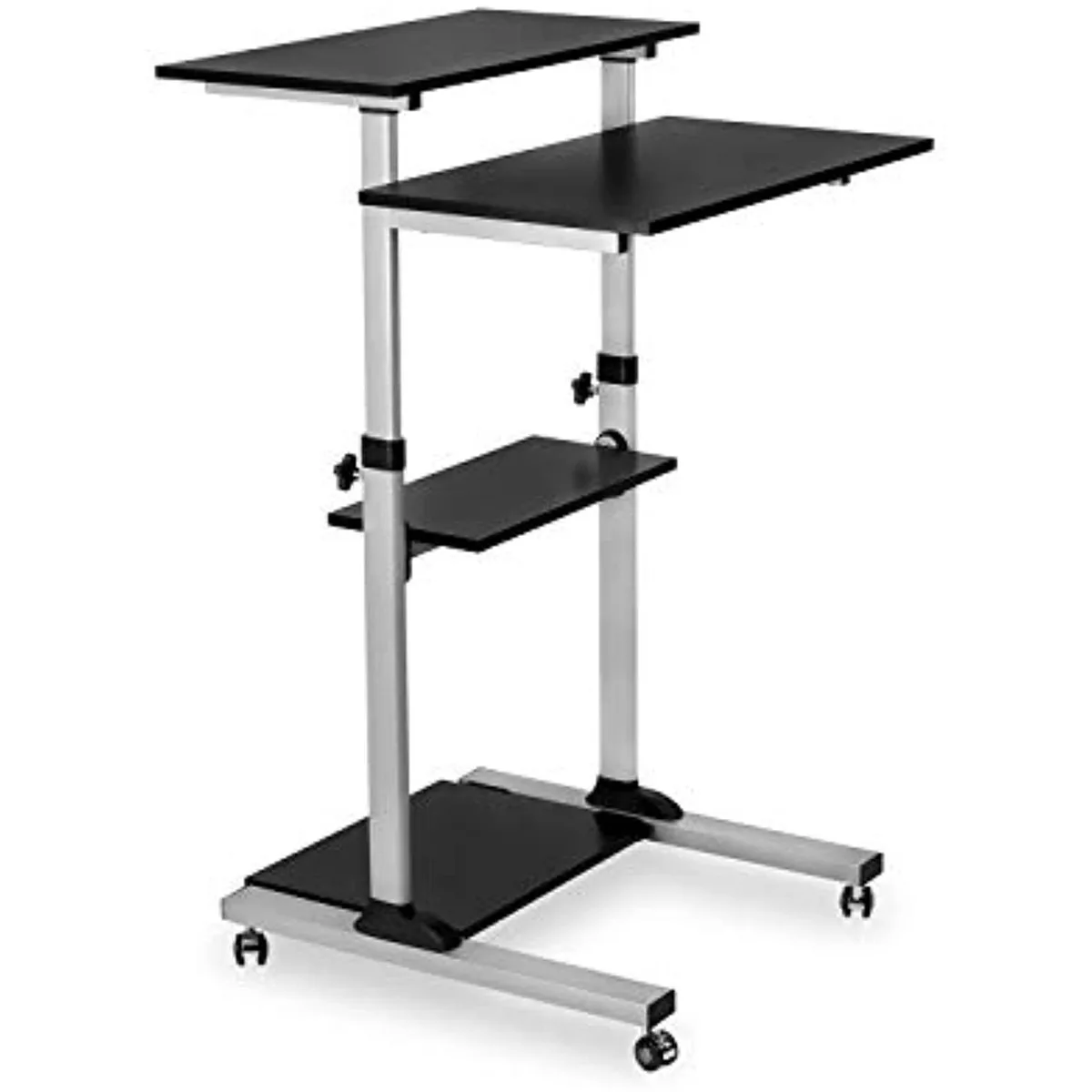 Tradernoors Tradernoors Mobile Standing Desk 27.5 Inch Grey 4 Platforms Locking Wheels — product photo
