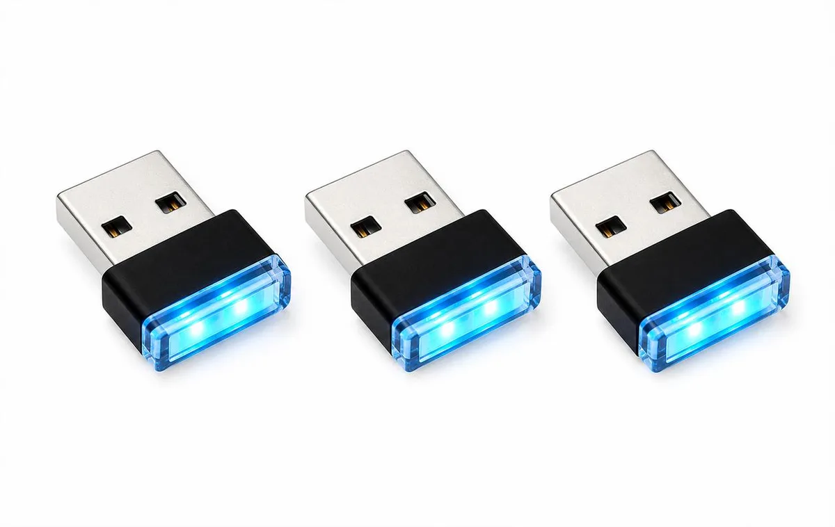 The Perfect Part The Perfect Part Car Atmosphere Bright Lamp 3x Mini Blue LED USB Accessory — product photo