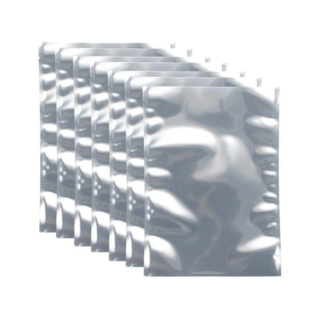 Stack of 50 beige rectangular antistatic shielding bags, 7x10 inch, semi-transparent finish
