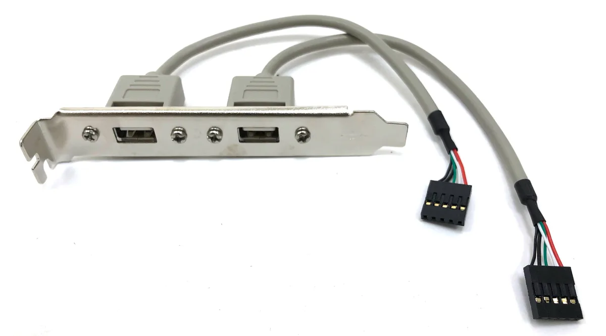 Micro Connectors Micro Connectors USB 2.0 2 Ports PC Expansion Slot Bracket Gray — product photo