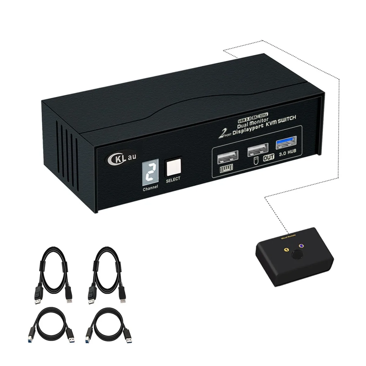 CKLau CKLau 8K30Hz 4K144Hz Dual Monitor DP 1.4 KVM Switch — product photo
