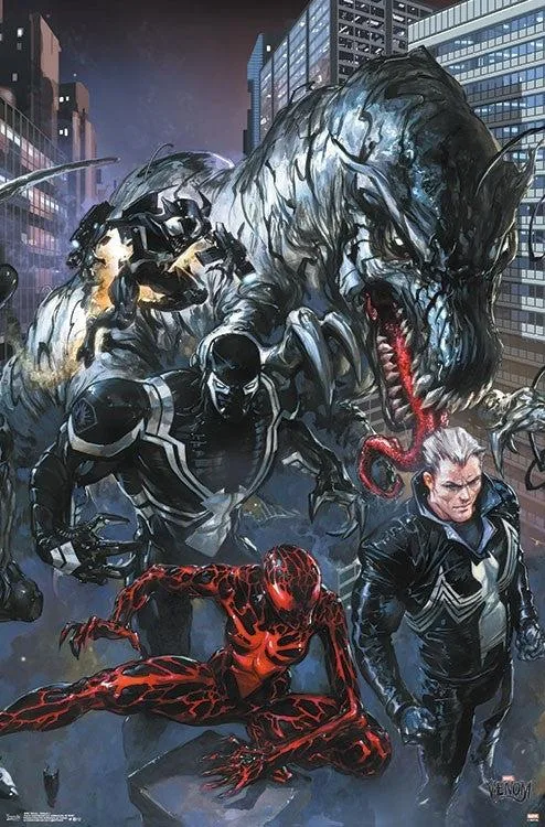 Venom triptych poster print on heavy paper, 22 by 34 inches