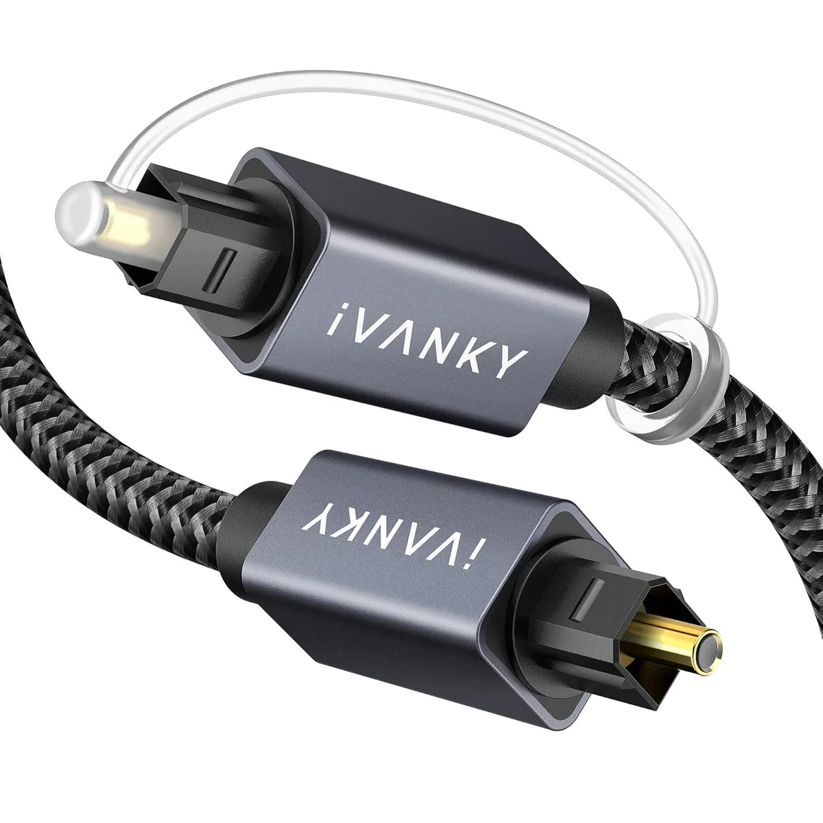 ivanky ivanky toslink digital optical audio cable 6ft 1.8m braided gold-plated connectors cl3 rated — product photo