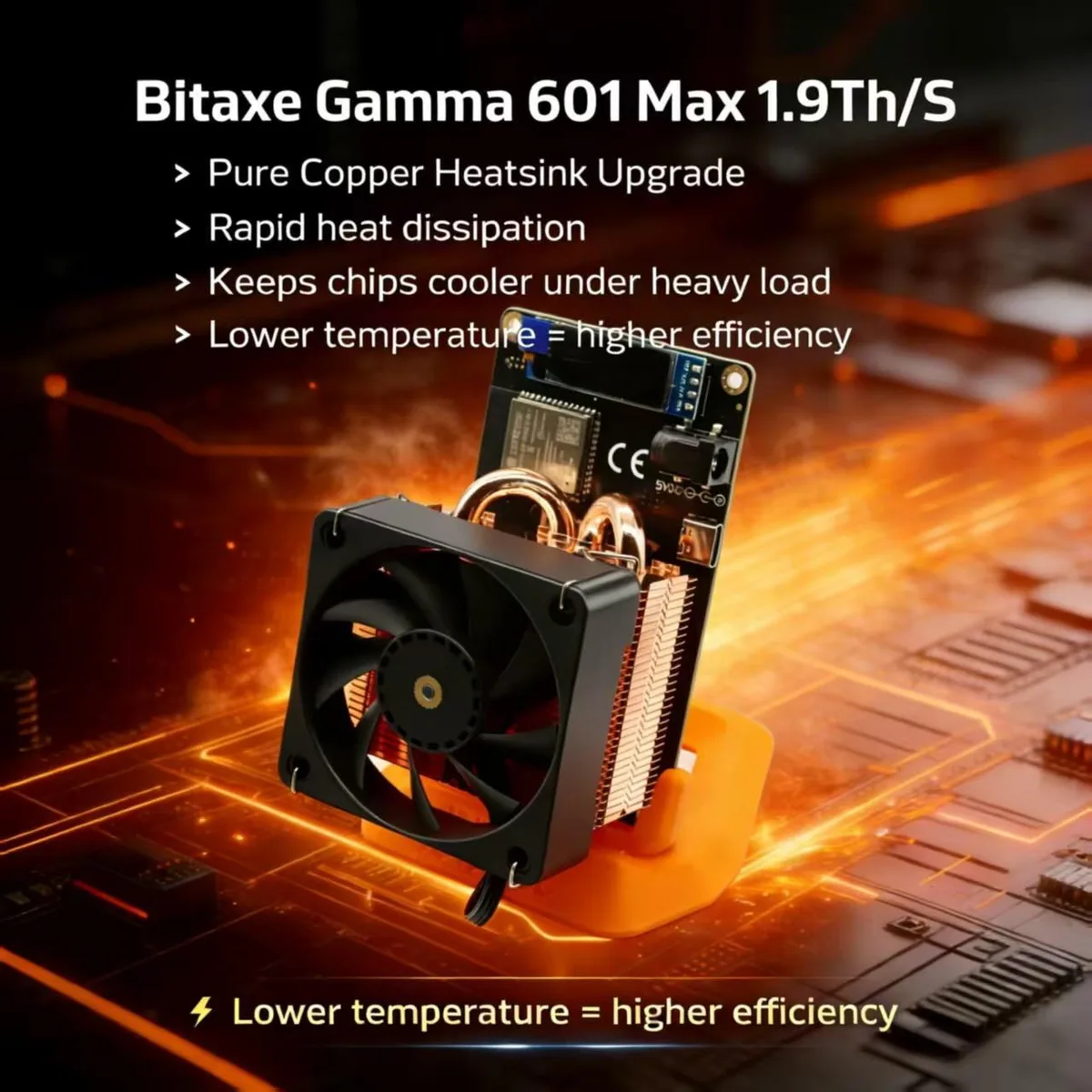 LuckyMiner LuckyMiner Bitaxe Gamma 601 Max 1.9TH/s 30W Pure Copper mining hardware — product photo