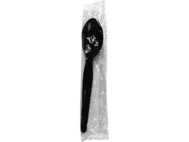 Boardwalk Boardwalk BWKTSHWPSBIW Heavyweight Polystyrene Teaspoon Black 1000 Carton — product photo