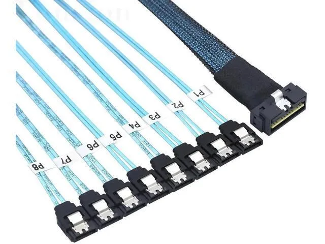 Fervit Fervit 0.5M SFF-8654 LP 8i 74Pin to 8×SATA Cable 30AWG 100 Ohm — product photo
