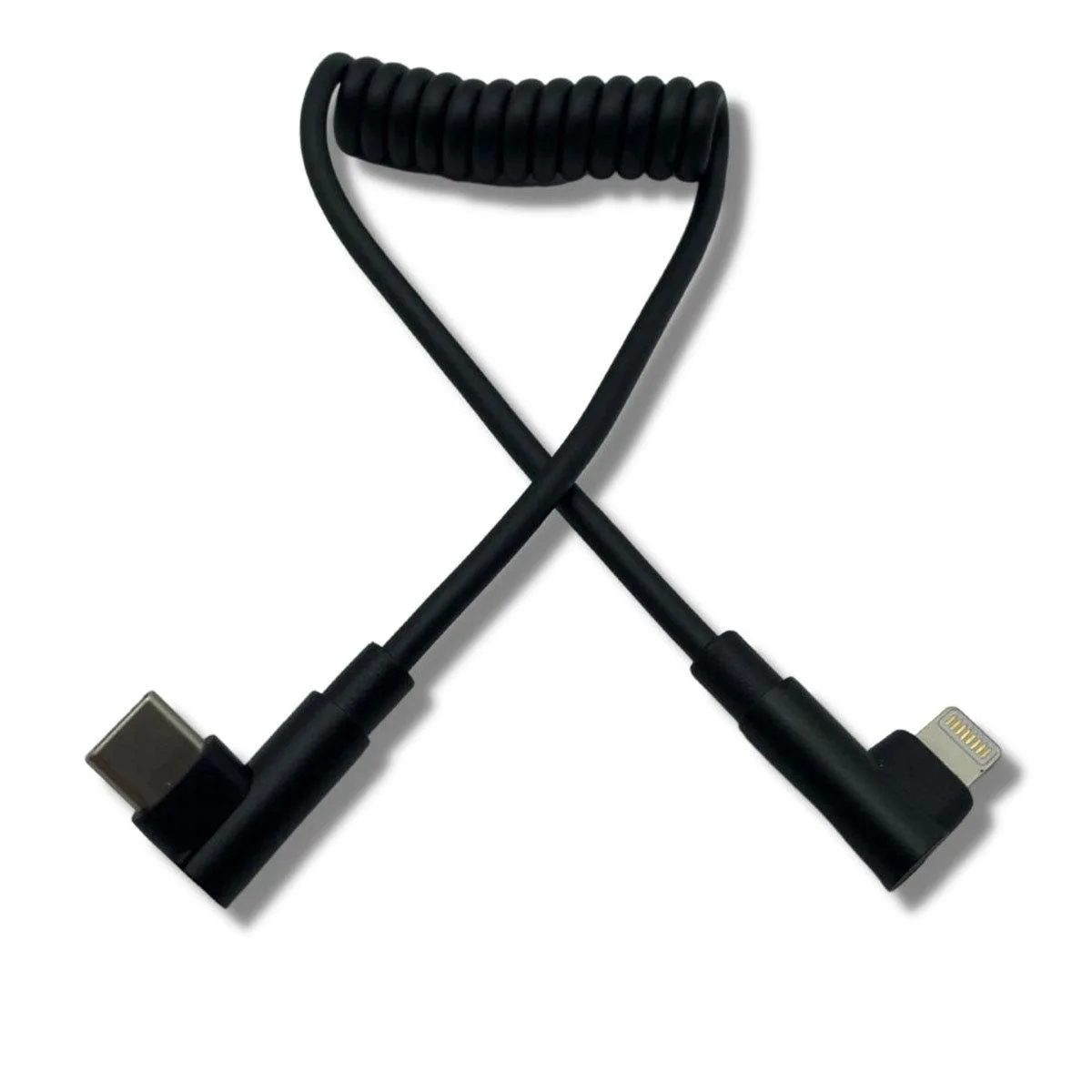 Short white USB 2.0 to USB-C cable coiled on surface