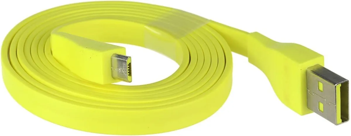 Yellow USB charging cable, round, 3.9 ft length