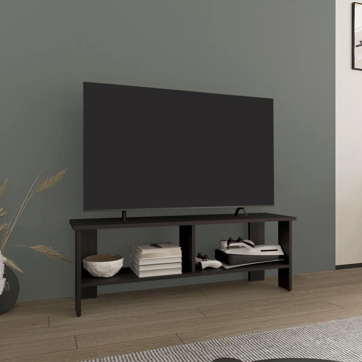 tuphen tuphen TV Stand 2 Shelves Black Engineered Wood Home Entertainment — product photo