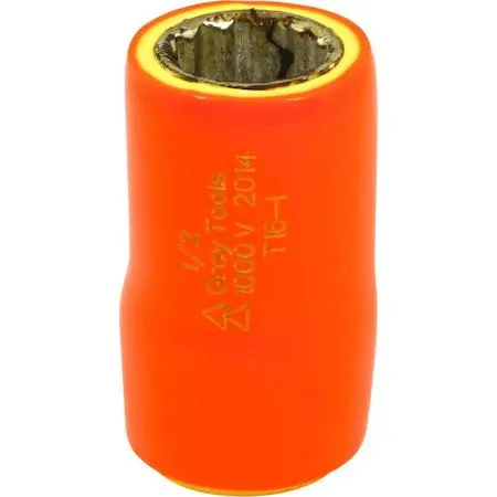Gray Tools insulated socket set with orange and yellow insulation layers