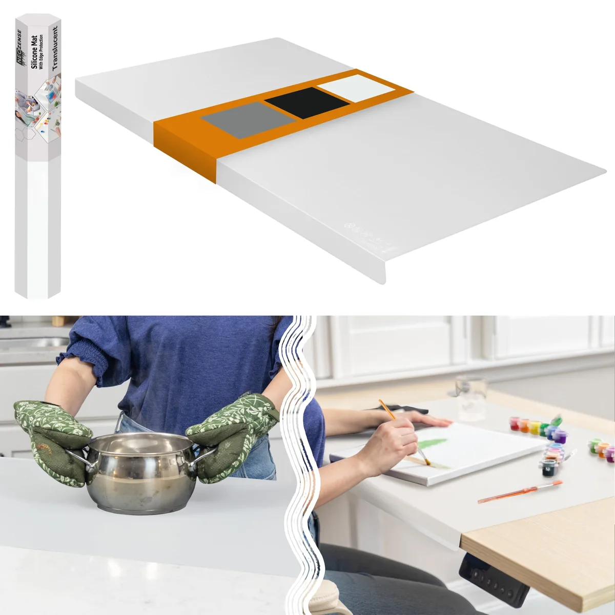 Large translucent silicone mat 36 by 24 inches 1.5mm thick with edge protection