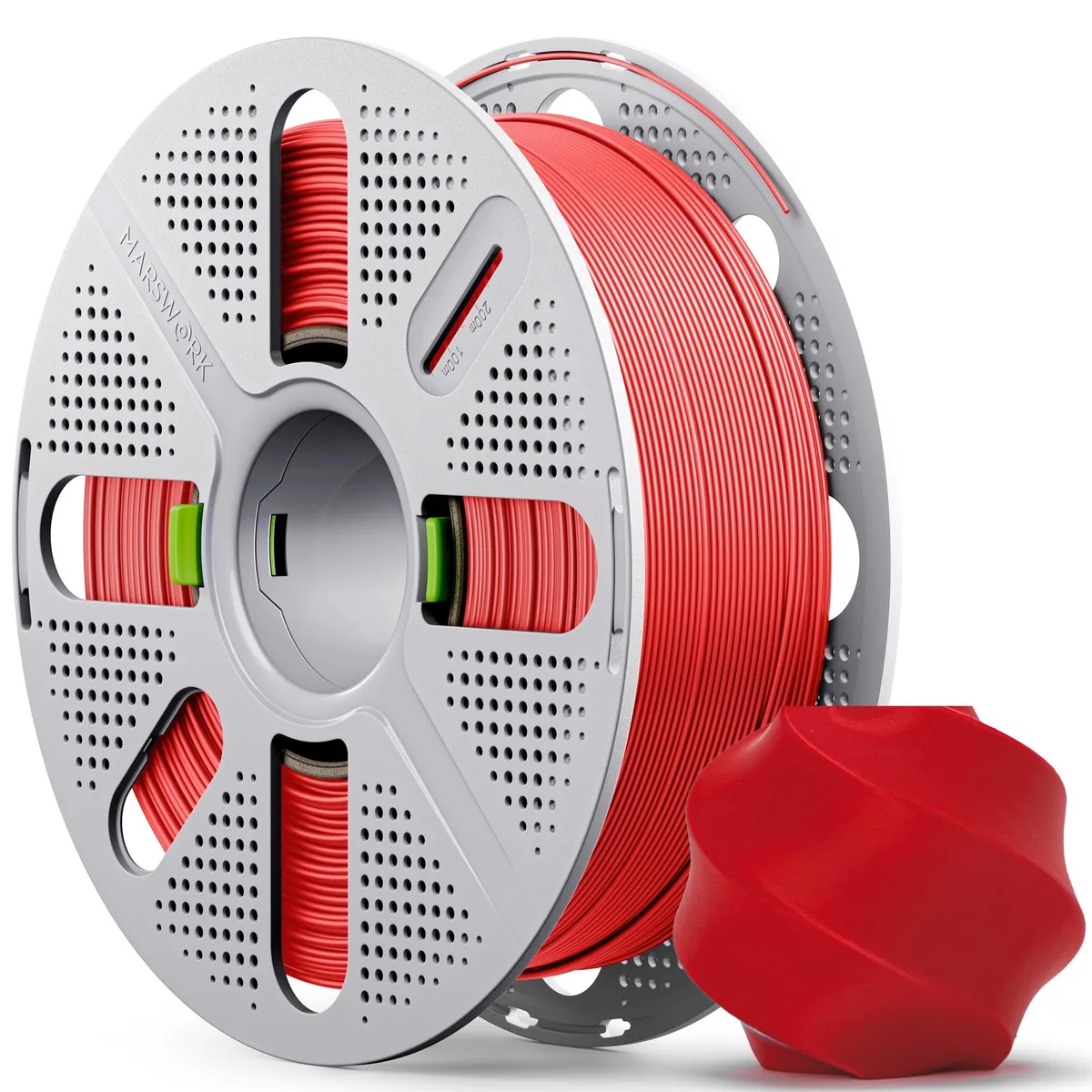 Red PLA filament on a reusable spool, 1.75mm diameter