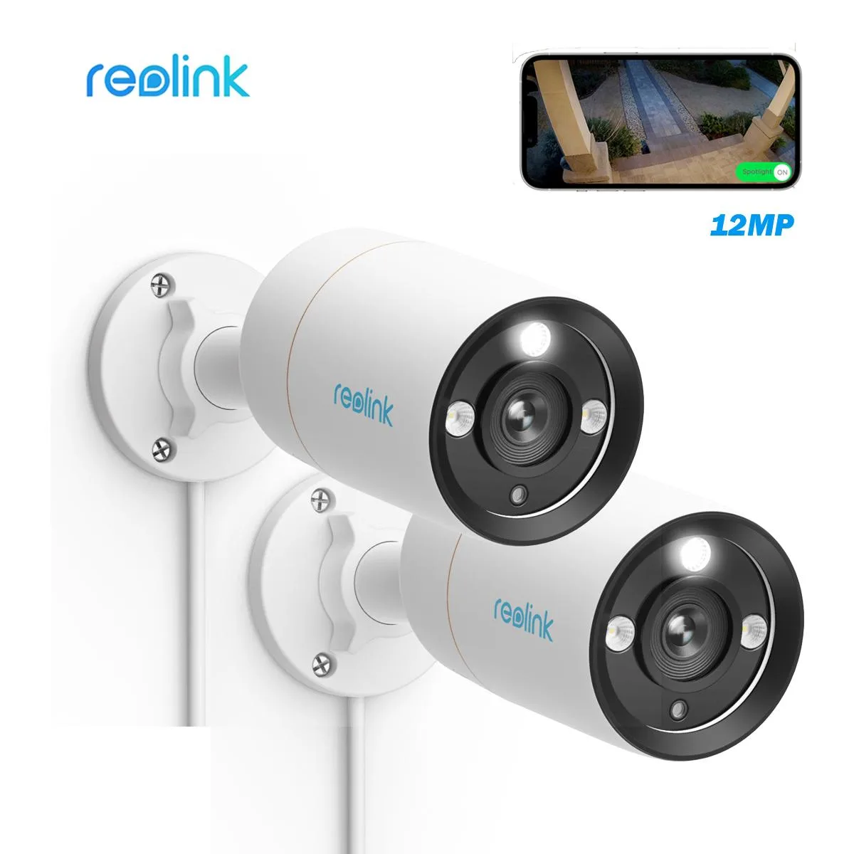 Reolink Reolink RLC-1212A 12MP 6K PoE Bullet Network Camera 2 Pack — product photo