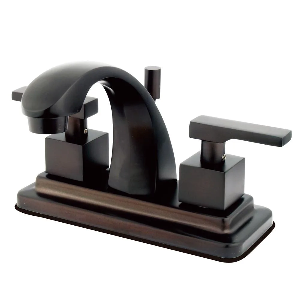 Oil-rubbed bronze two-handle centerset lavatory faucet with brass pop-up drain