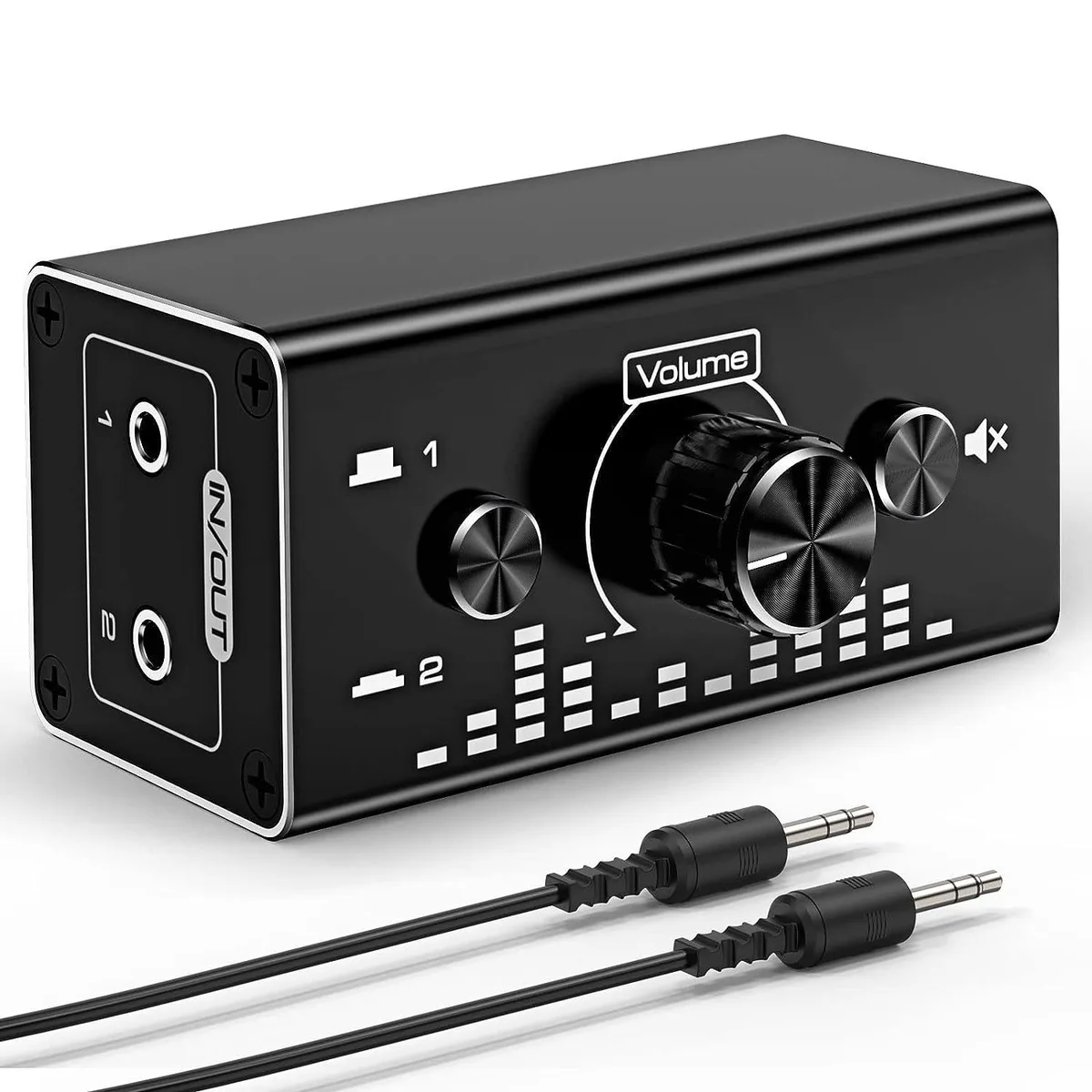 AUTYUE AUTYUE Bi-Directional 3.5mm Audio Switch 2 In 1 Out 1 In 2 Out Volume Control Black — product photo