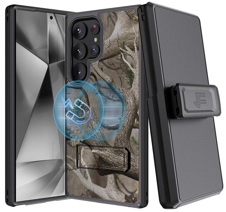 Nakedcellphone Nakedcellphone Tough Stand Case + Belt Clip Holster Combo for Galaxy S24 Ultra 2024 Bush Camo — product photo