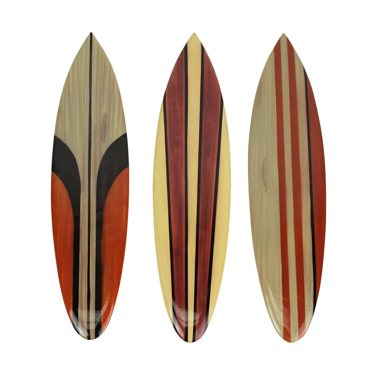 Contrast Inc. Contrast Inc. Set of 3 Surfboard Wall Art 16 Inch Hand-Carved Wood — product photo