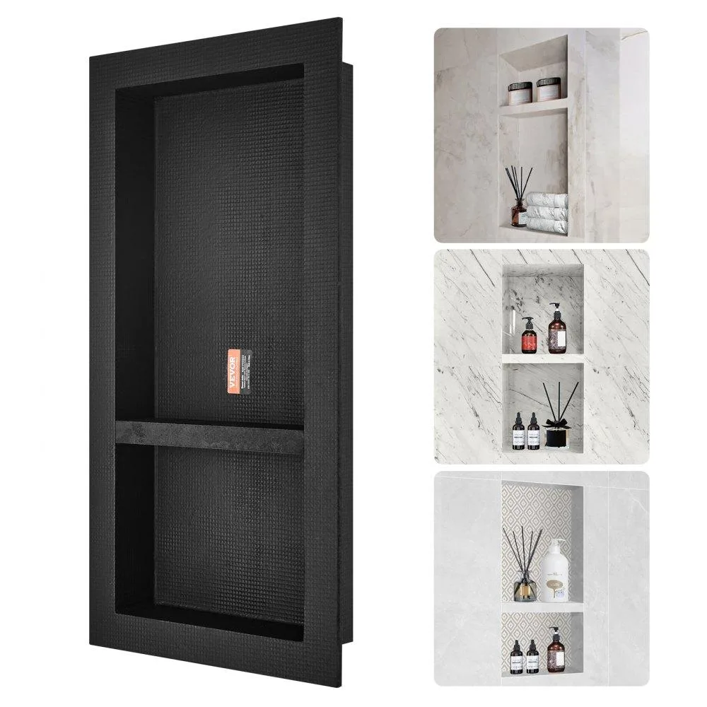 VEVOR VEVOR Shower Niche 16" x 32" Double Shelf Black — product photo
