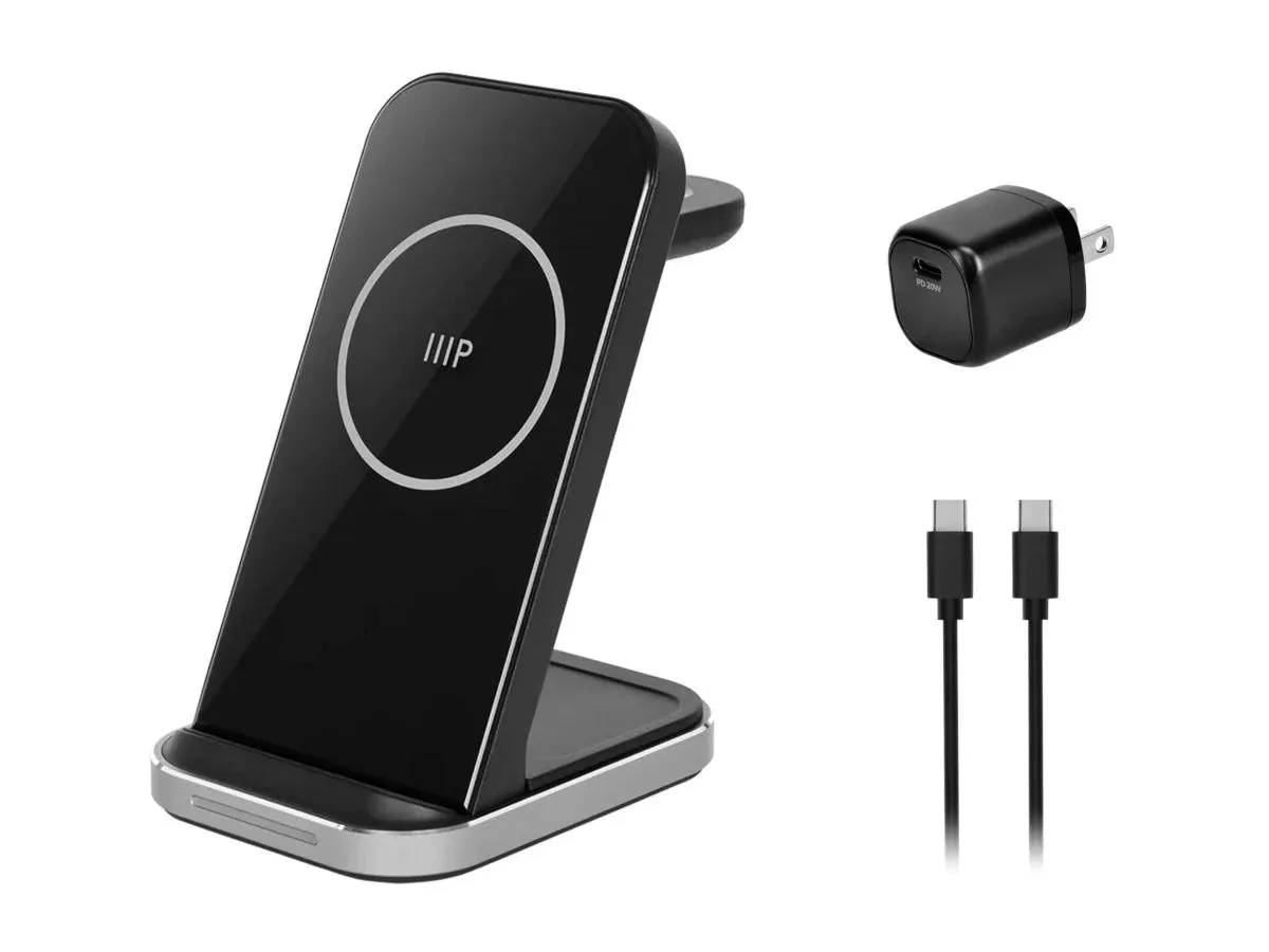 Monoprice Inc. Monoprice 144836 3-in-1 Wireless Charging Station with Quick Charge 3.0 Wall Charger — product photo