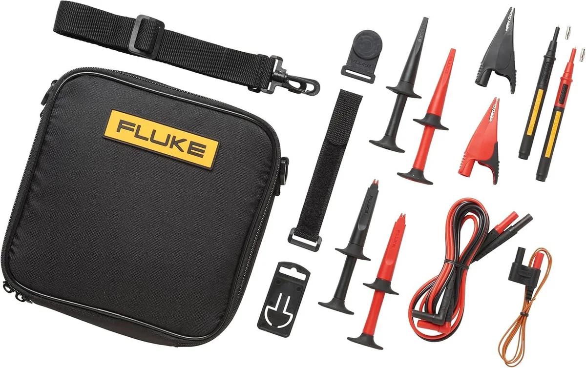 Fluke TLK289 test lead kit with probes, clips, magnetic hanger, temperature probe and soft case