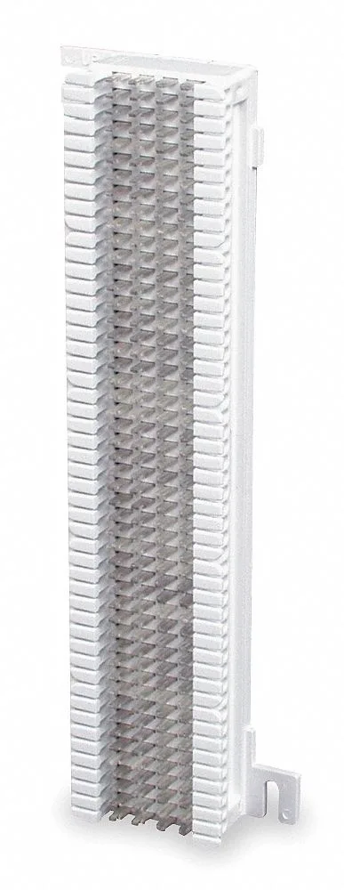White rectangular wiring block, 10 in long, 25 pairs, 50 clips