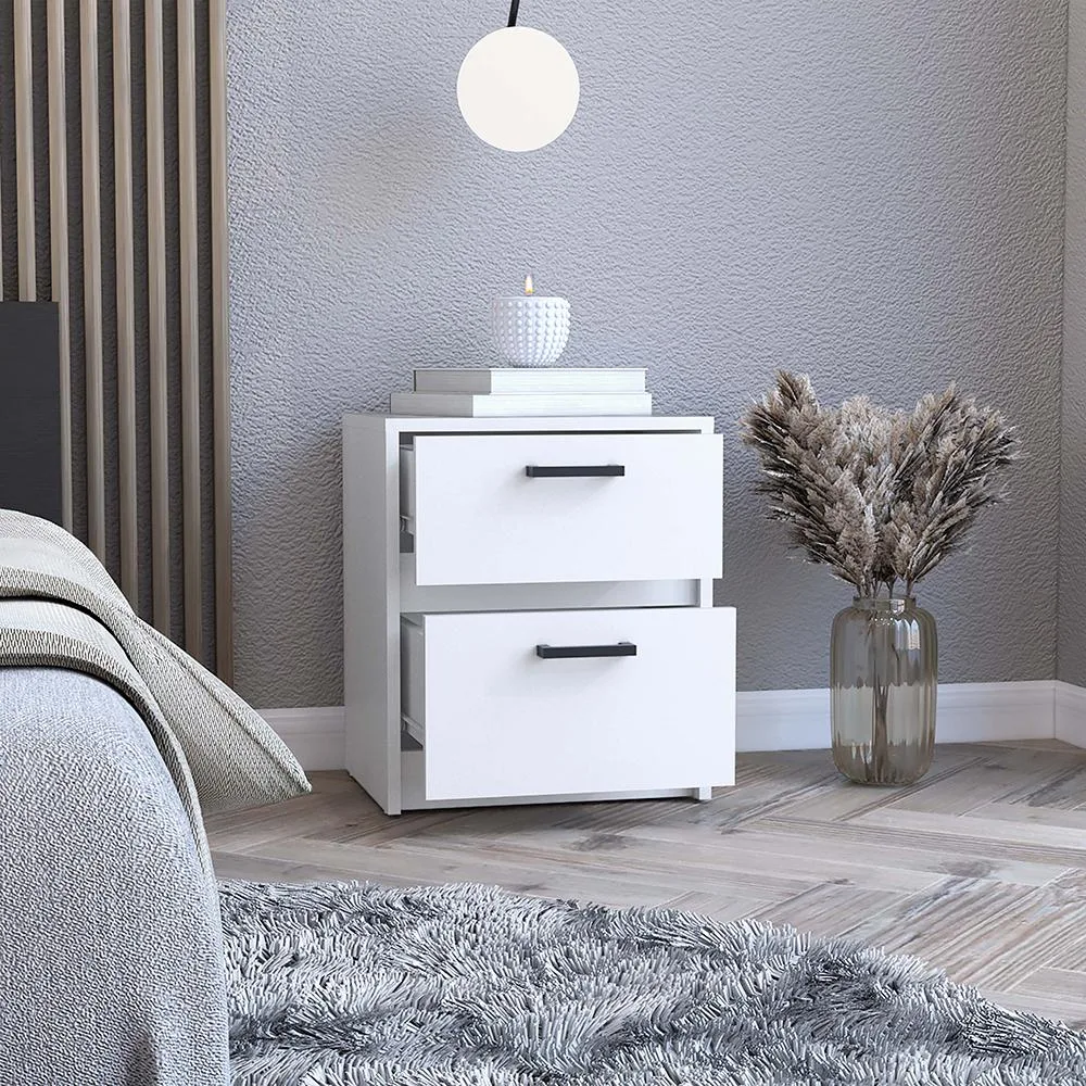 tuphen tuphen Nightstand Chequered Two Drawers White 15.5" H x 13.2" W — product photo