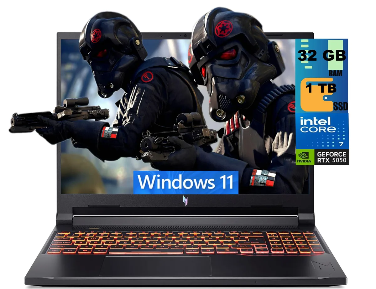 Acer America Acer Nitro V 16 gaming laptop Intel Core 7 240H RTX 5050 8 GB 32 GB DDR5 1 TB PCIe SSD 16" WUXGA 180Hz Wi-Fi — product photo
