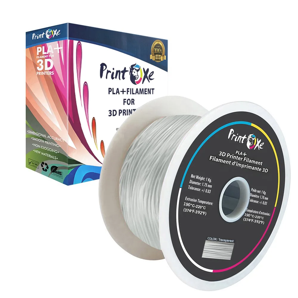 PrintOxe PrintOxe PLA+ Pro Translucent Clear Filament 1.75mm 1Kg +/- 0.03mm — product photo