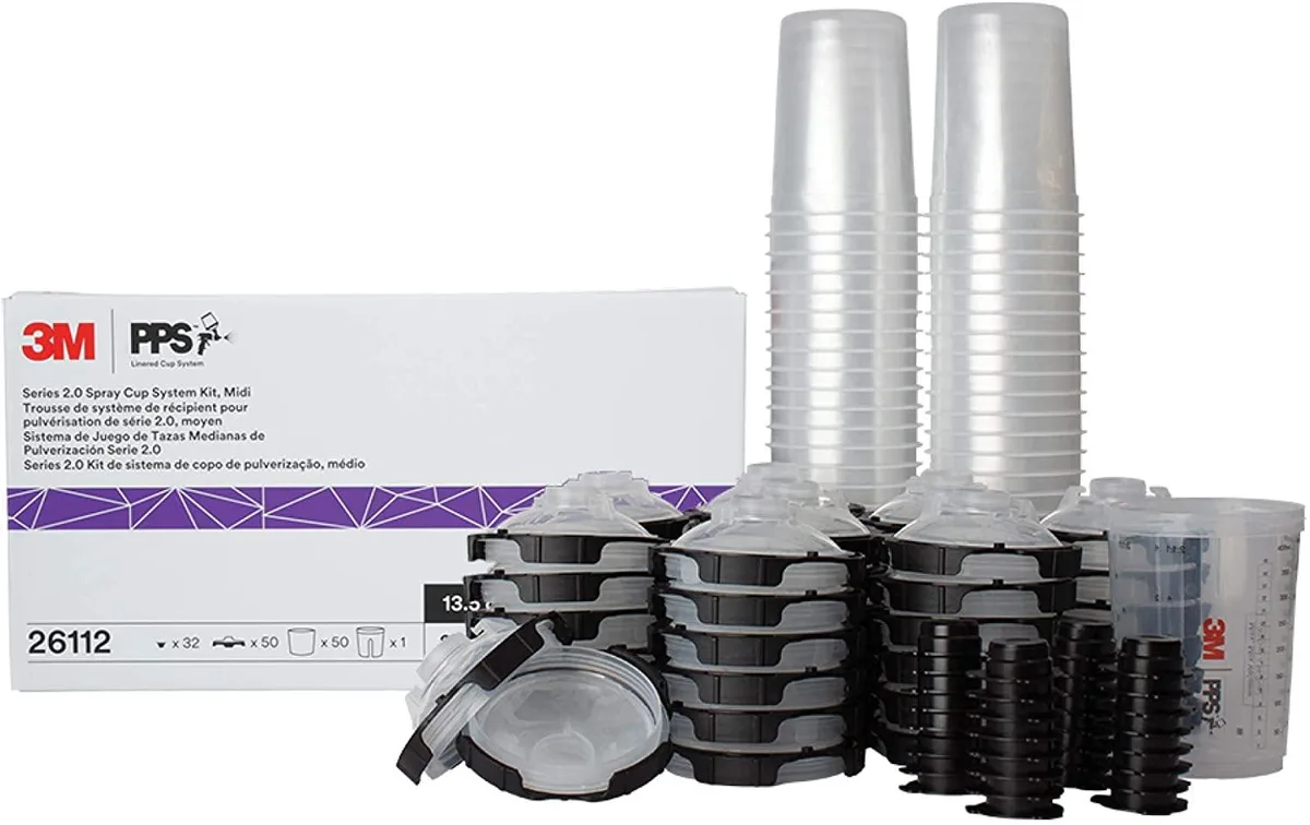 3M 3M 26112 PPS 2.0 Spray Cup Kit, 200-Micron Filter, Midi, 13.5 Ounces — product photo