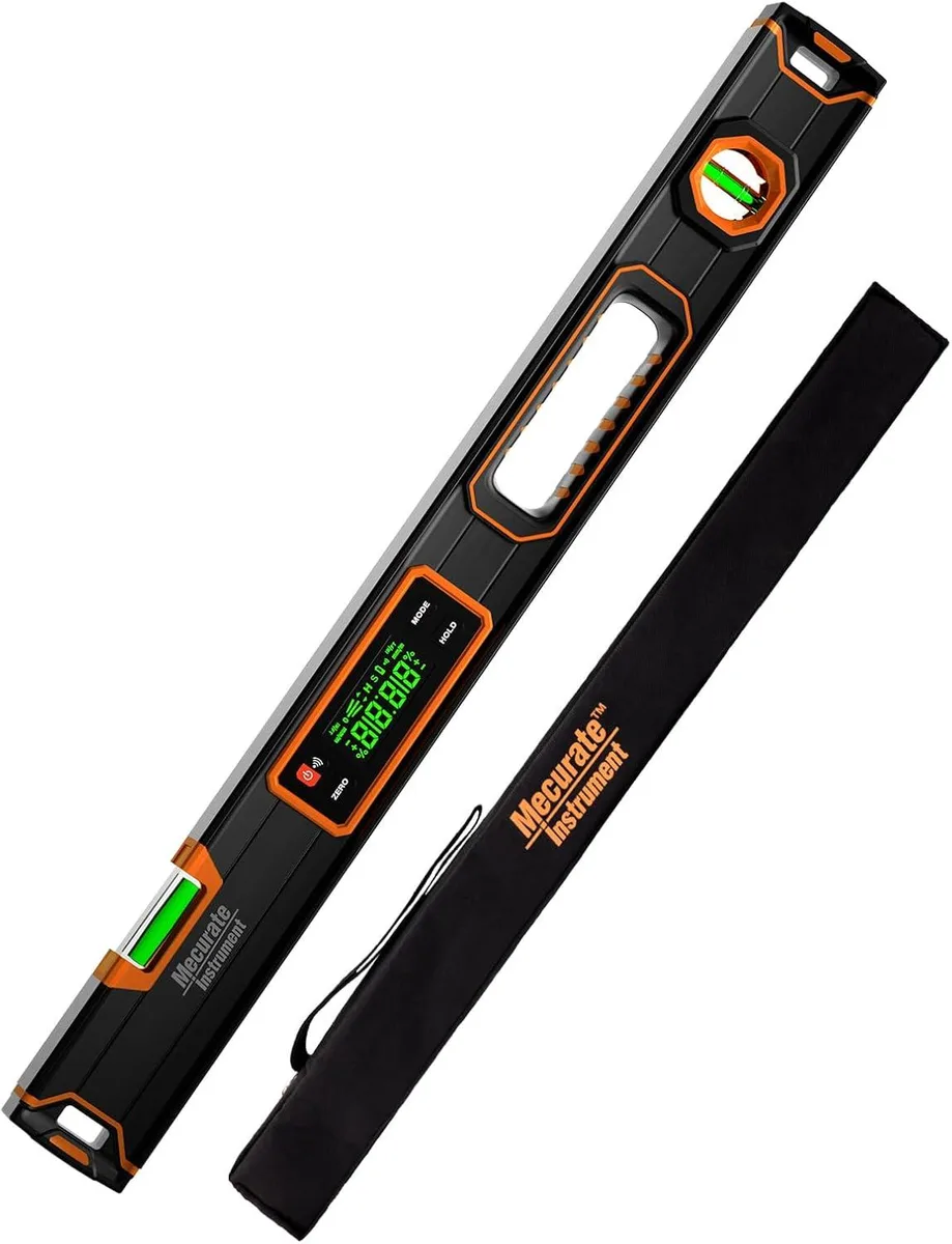 24-inch digital torpedo level with bright LCD display and magnetic base, in carrying case