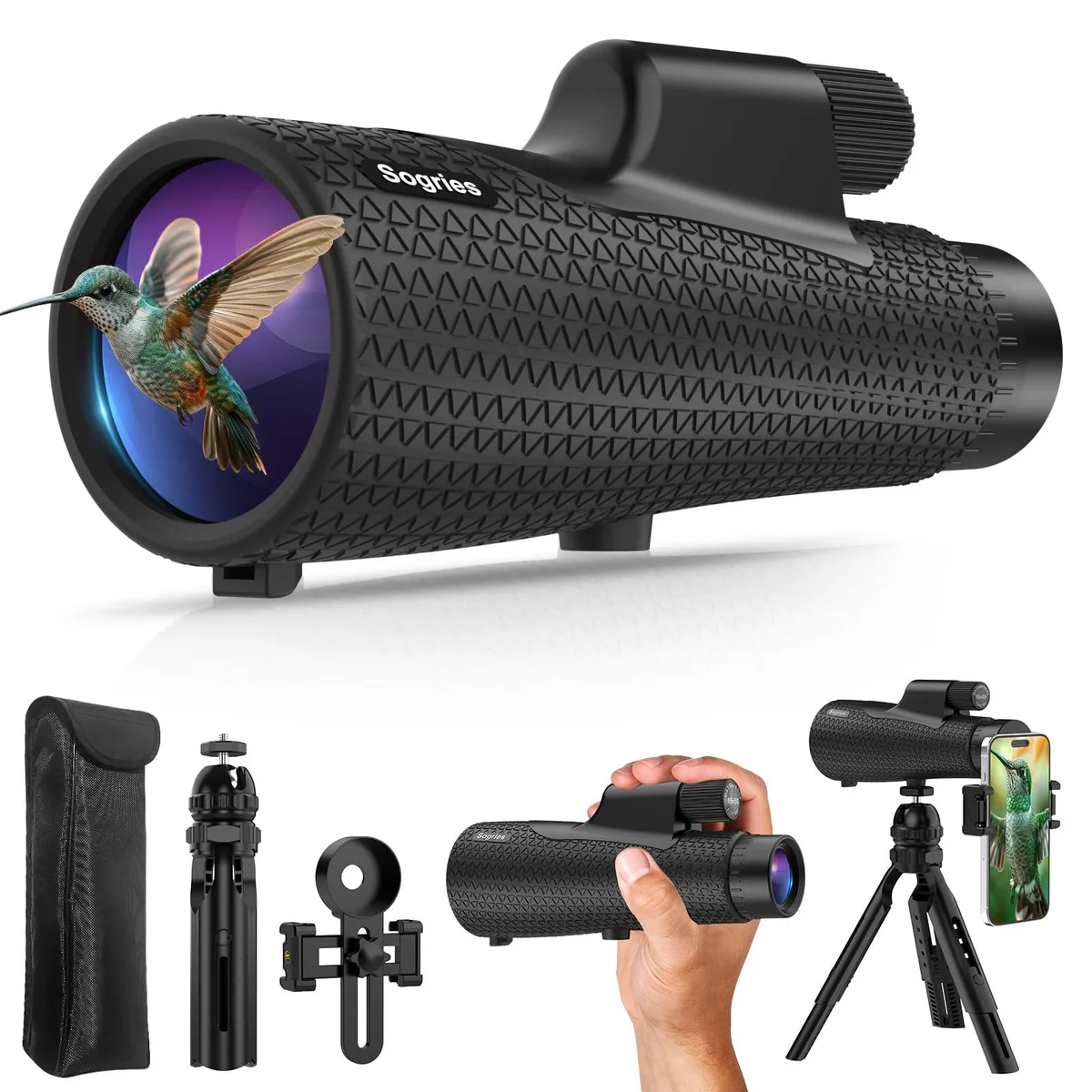  AVer 15x55 Monocular 15×55 BAK4 Prism Waterproof Fogproof Tripod Phone Adapter — product photo