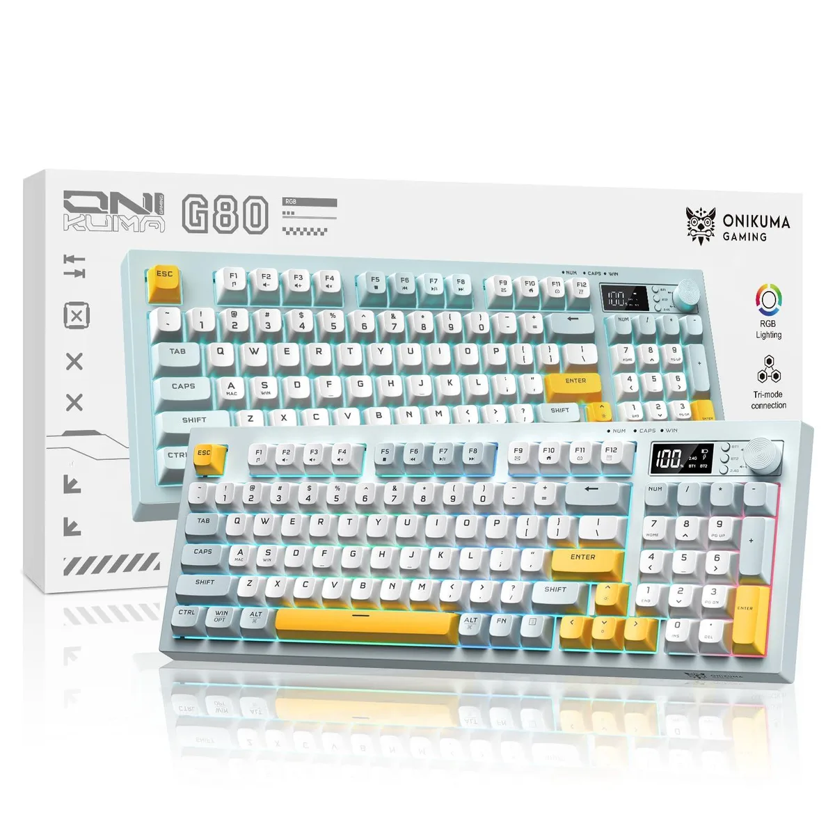  ONIKUMA GAMING G80 Wireless Keyboard 94 Keys Silent Membrane RGB Knob Display — product photo