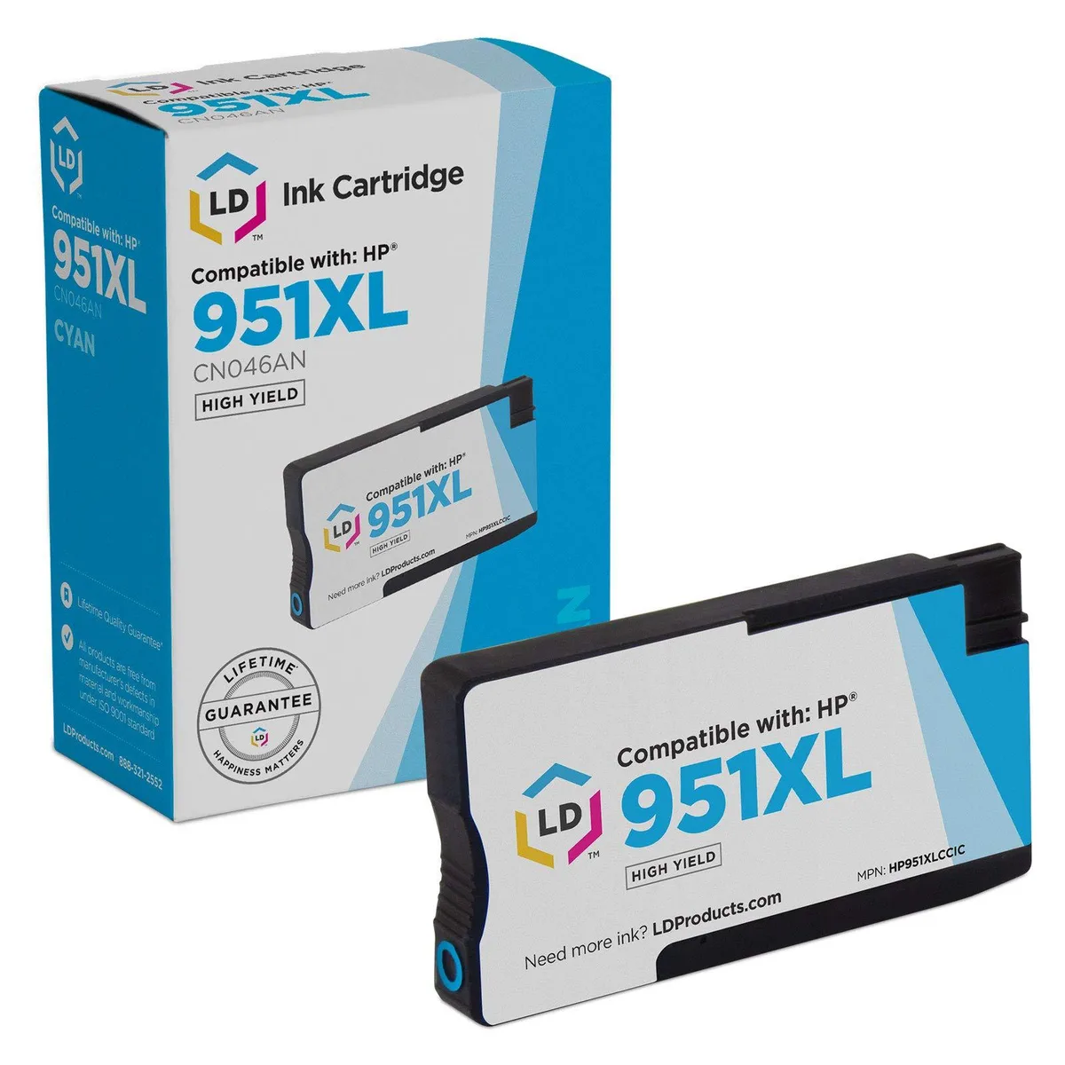 LD Products LD Products Compatible HP 951XL CN046AN High Yield Cyan Ink Cartridge 1500 Pages — product photo
