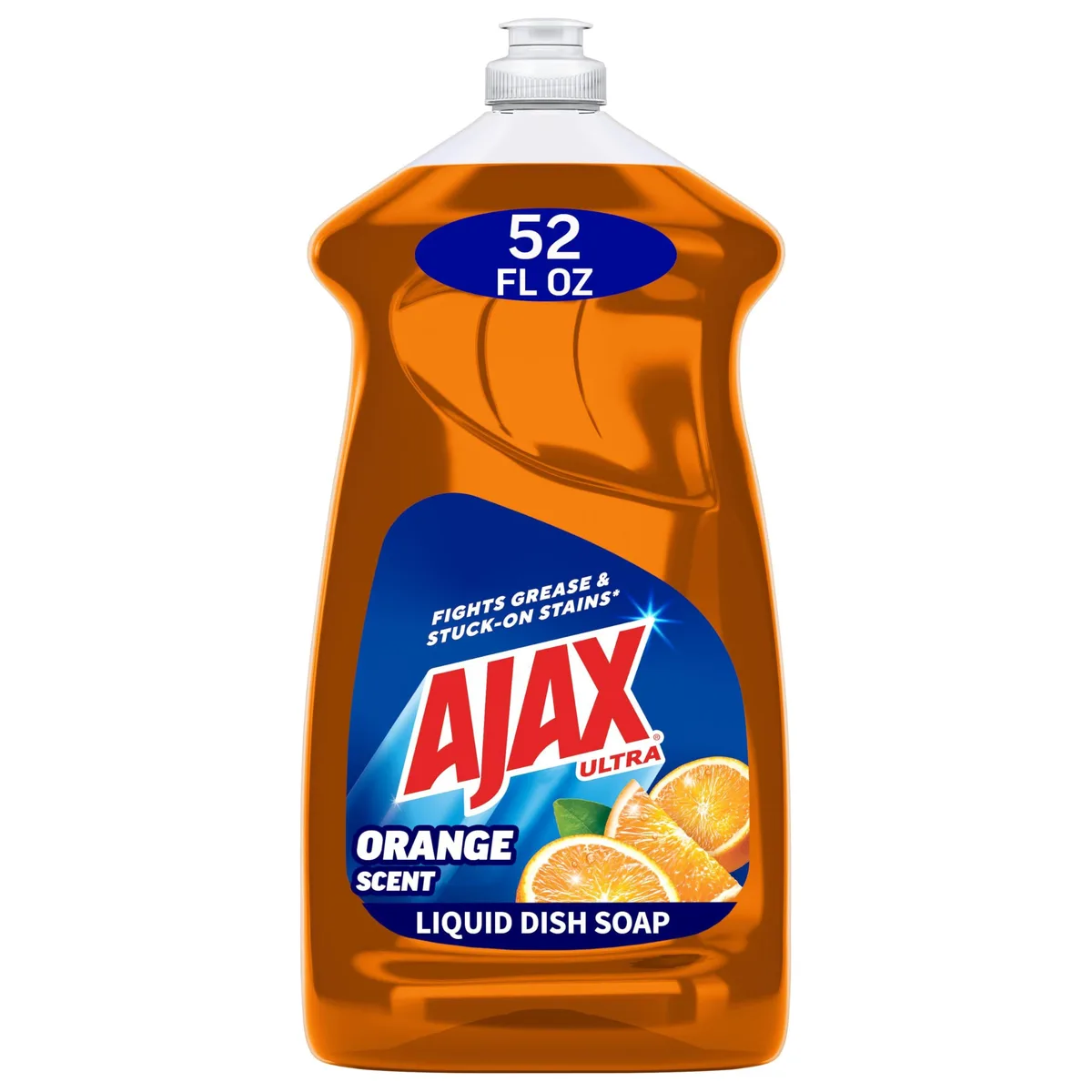 White 52 fl oz bottle with flip cap, orange scented dish soap