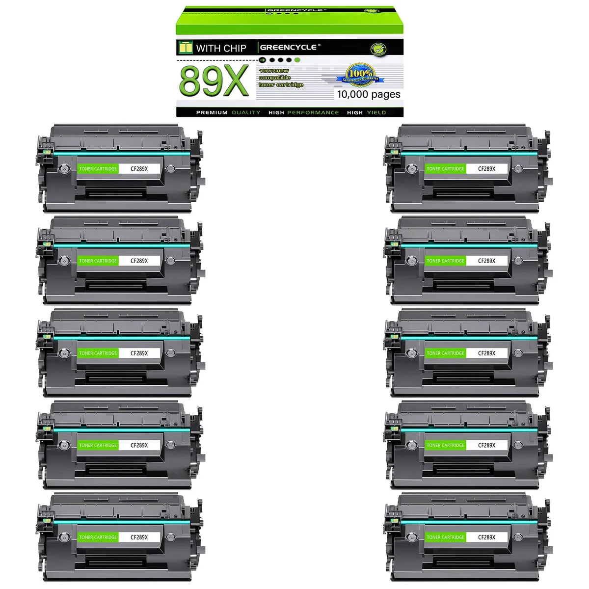 GREENCYCLE GREENCYCLE CF289X Compatible Black Toner Cartridge 10 Pack — product photo