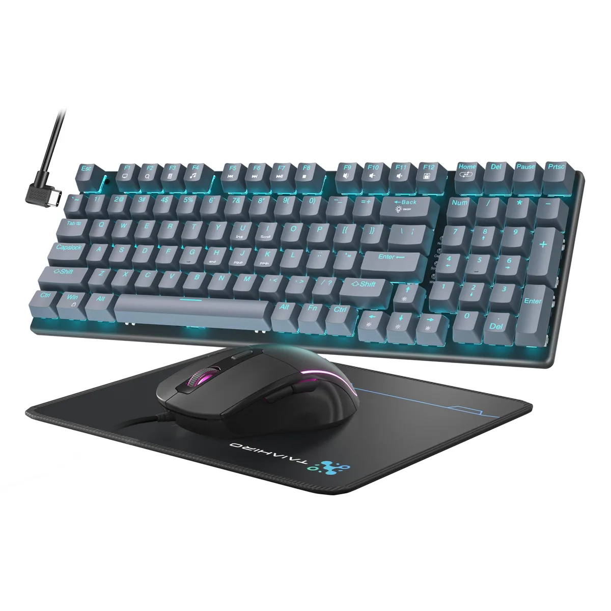  HIRO 6301 Gaming Keyboard and Mouse Set 98-Key Gray — product photo