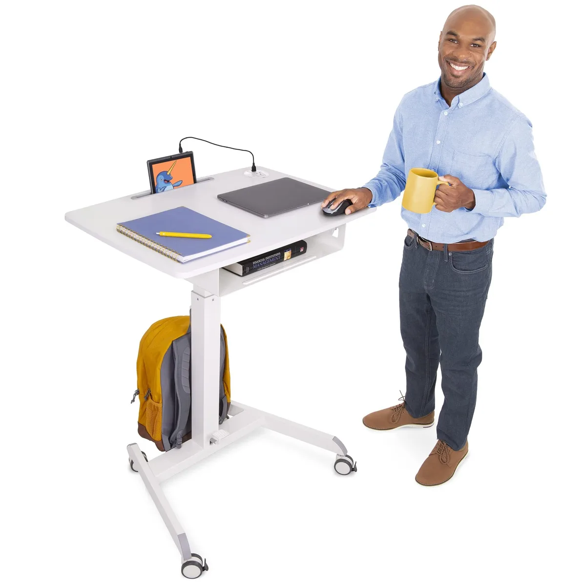 Stand Steady Stand Steady Cruizer Compact Mobile Podium White 31in x 22in office furniture — product photo