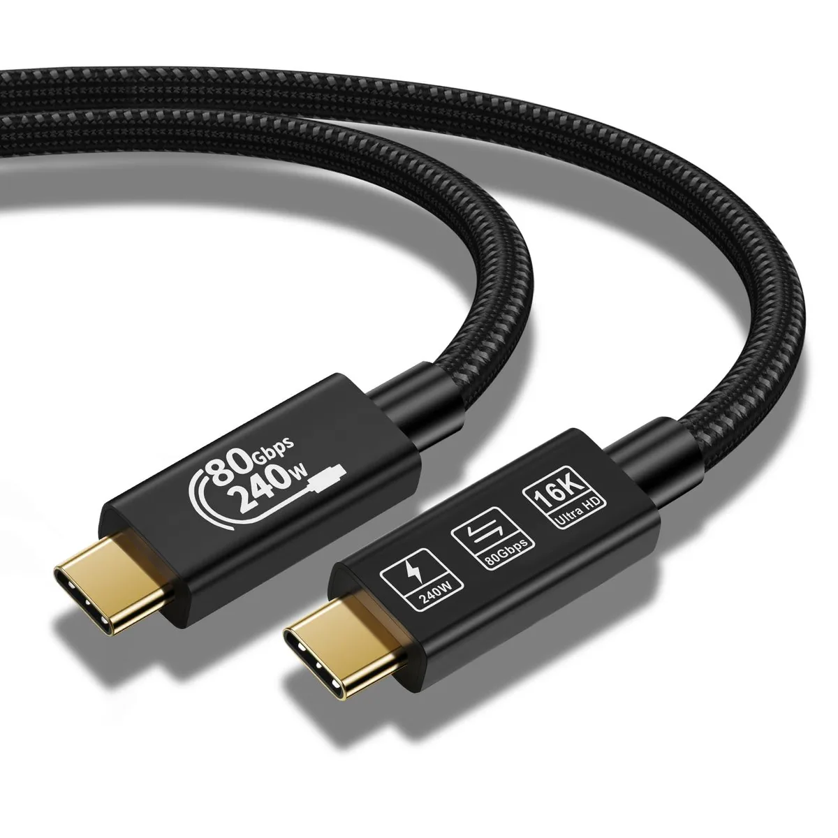 LUOM LUOM TJ-Thunderbolt5 USB4 cable 1.6ft 80Gbps 240W 16K@60Hz — product photo